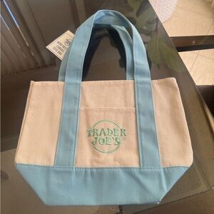 Trader Joe's Blue Pastel Mini Tote Bag, NWT